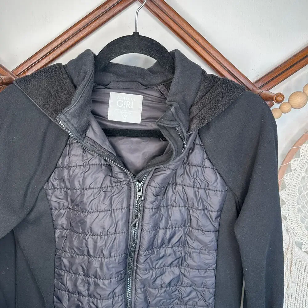 Athleta Girl Black Hybrid Zip Up Jacket